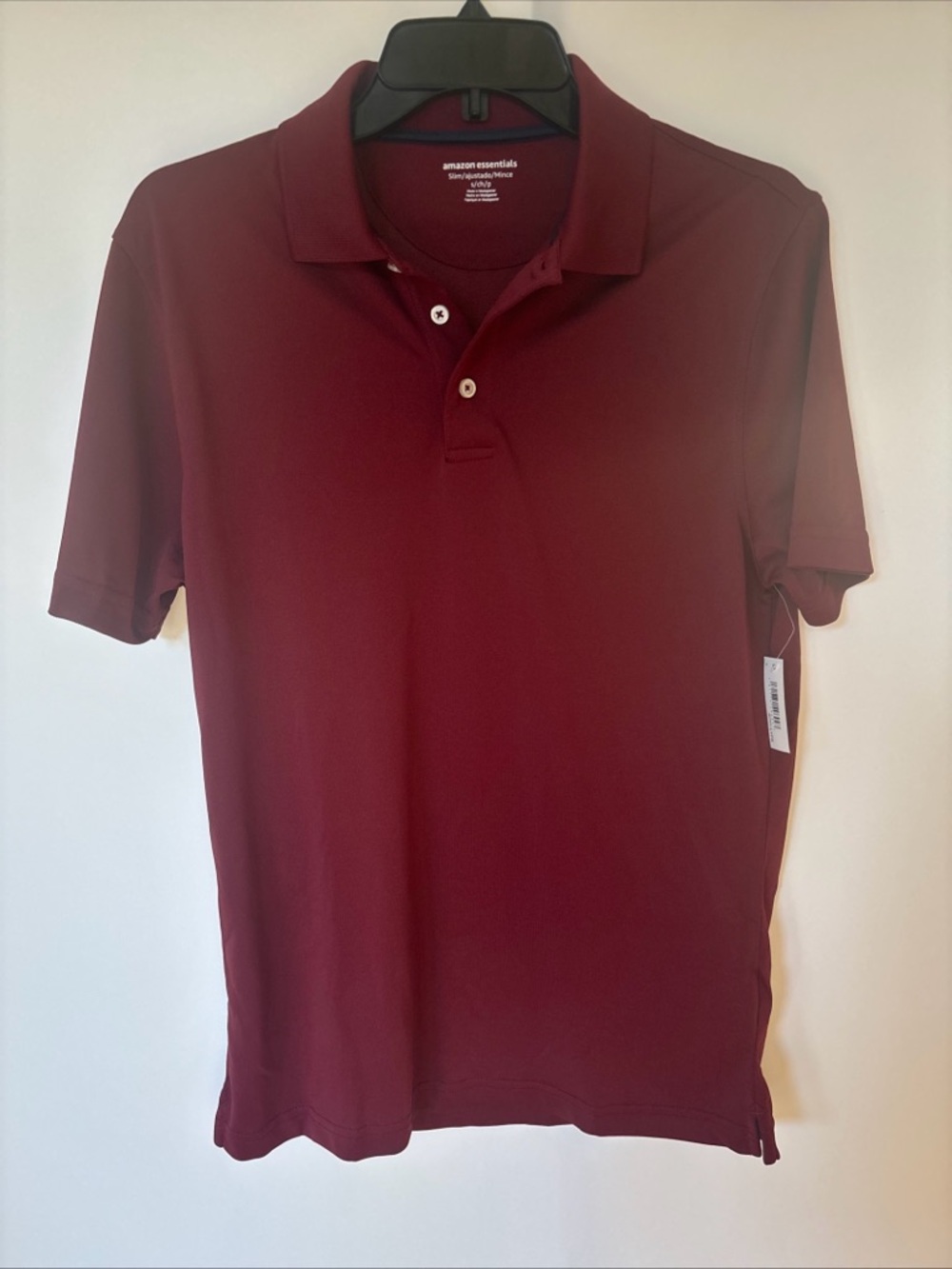 Amazon Essentials Men's Short Sleeve Golf Polo Shirt, Maroon, Slim Small
